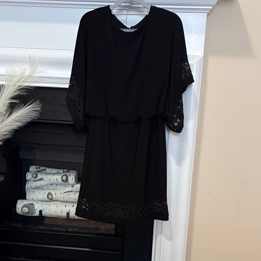 Jessica Howard Black Midi Dress with Lace Trim